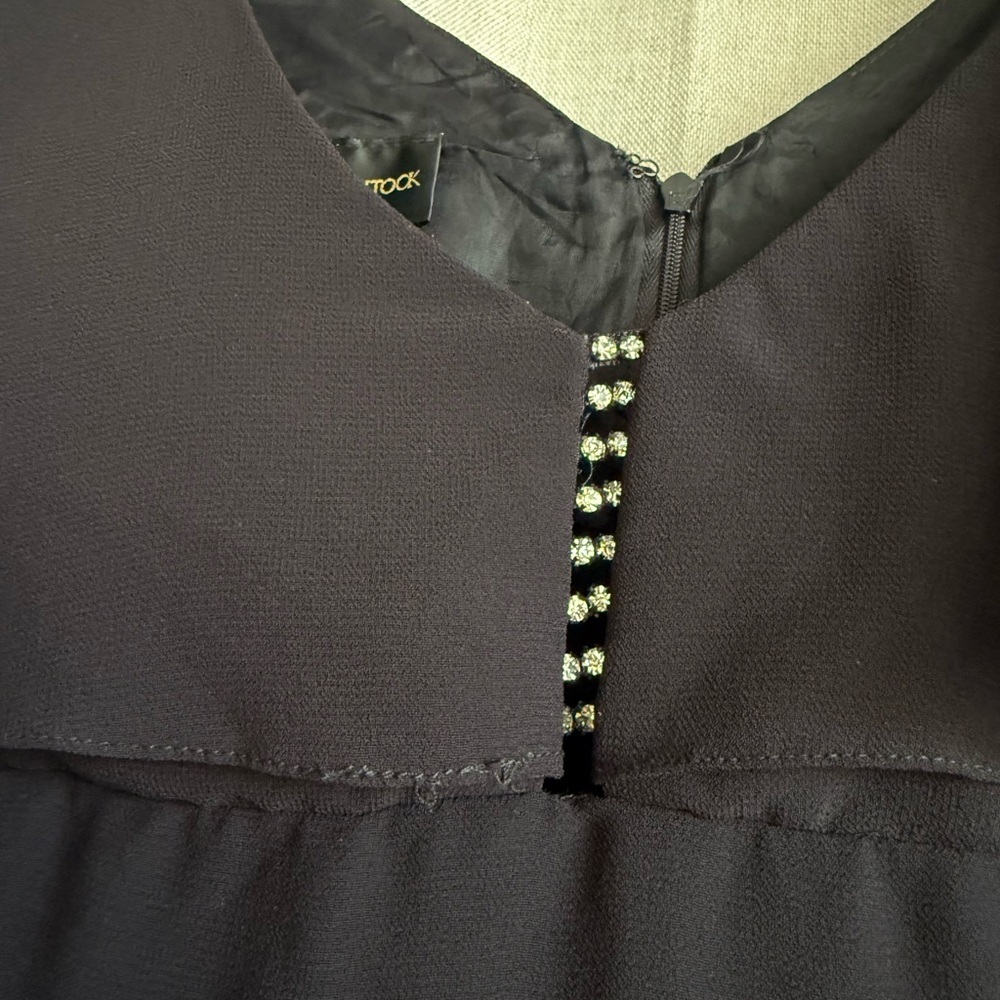 Vintage 90s Scott McClintock Black Chiffon Evening Dress Flutter Sleeves Size 14 - Picture 6 of 7